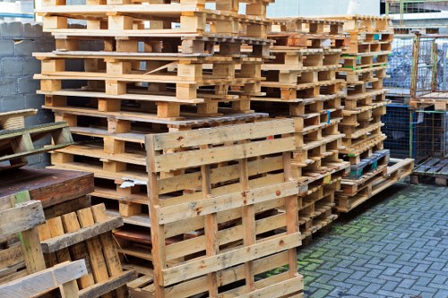 Interior view of sorting area with separated recycling streams